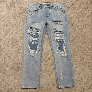 Pac Sun Boyfriend Women's Jean Size 27 Distressed Light Blue Denim High Rise